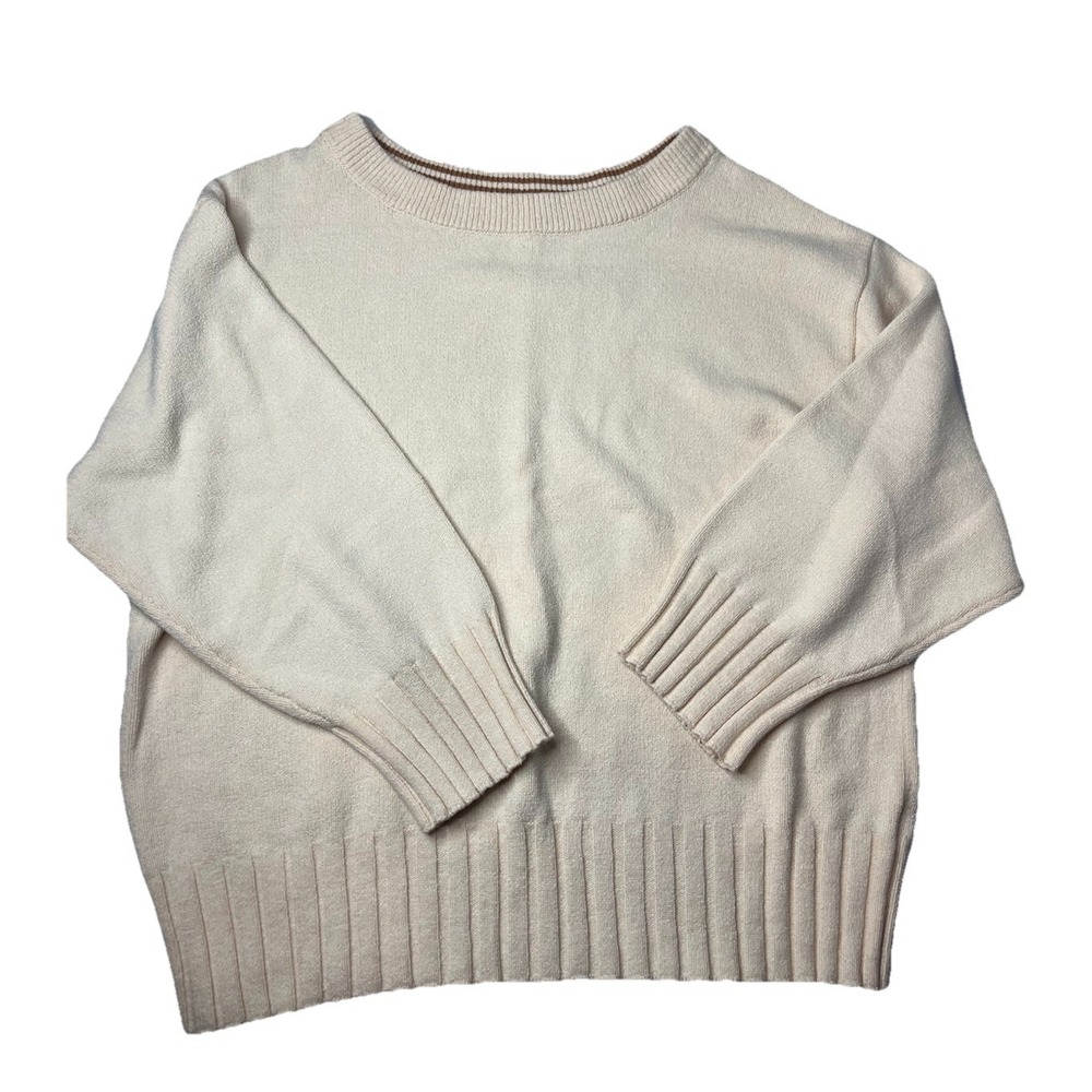 Free People Street Fair‎ Tunic Ivory Size Large Long Sleeves Pullover Sweater